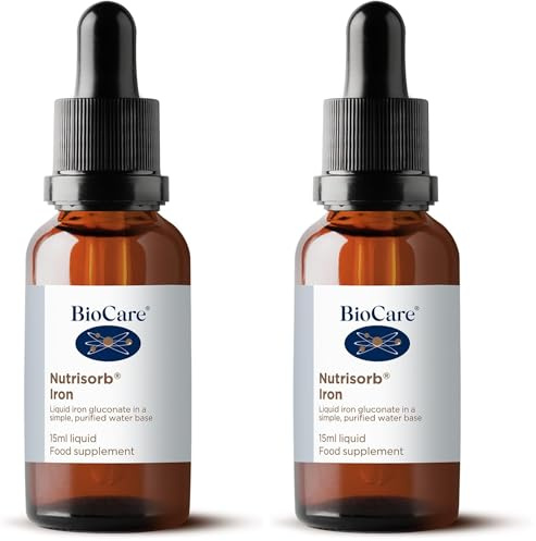 BioCare Nutrisorb Iron - Liquid Iron Gluconate for Red Blood Cell Formation and Energy - 15ml (Pack of 2)