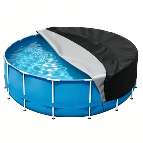 Bâche Piscine Ronde 190 x 70 CM, 420D Oxford Couverture de Piscine avec Cordon, l'hiver et L'été, Imperméable et Anti-poussière Bache Piscine pour D'extérieur