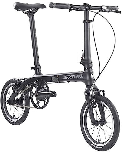 SAVADECK Klapprad 14 Zoll Carbon, Z0 Faltrad 14 Zoll mit Carbon Rahmen Fester Gang Ultraleichtes Mini Faltrad Klapprad Herren Damen und Jungen