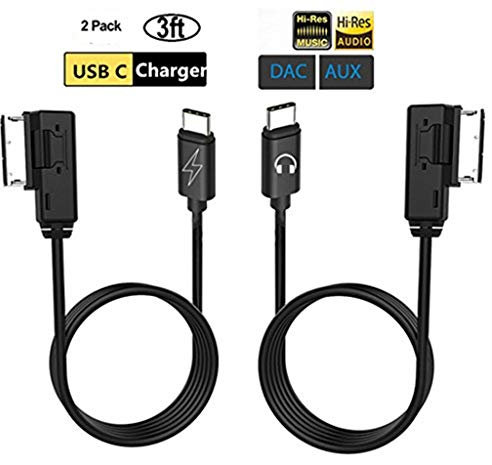 Cavo da AMI a USB C AUX s-u-p-p-l-y per Audi, MDI MMI Type C Car Audio kit adattatore s-u-p-p-l-y per VW, compatibile con Pixel 2 XL HTC U11 / U12 + Moto Z2 S9 / S8 / Note 8 LG V30 G6 per Audi VW