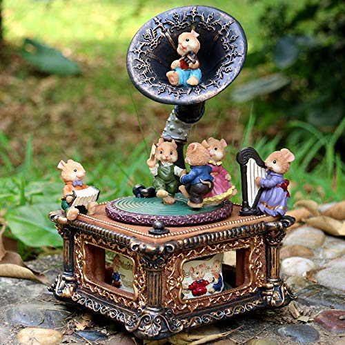 LOVE FOR YOU Carillon musicale vintage con topolino grammofono musicale decorazione per ragazze e donne bambino bambini sorella figlia mamma nipote nonna regali di compleanno di Natale