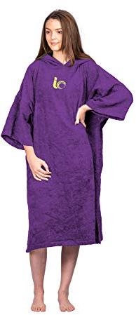 Beach Changing Robe - Premium 100% Cotton Poncho For Surfing, Swimming, Triathlon, Indoors and Outdoor Activities - Adults (Purple)
