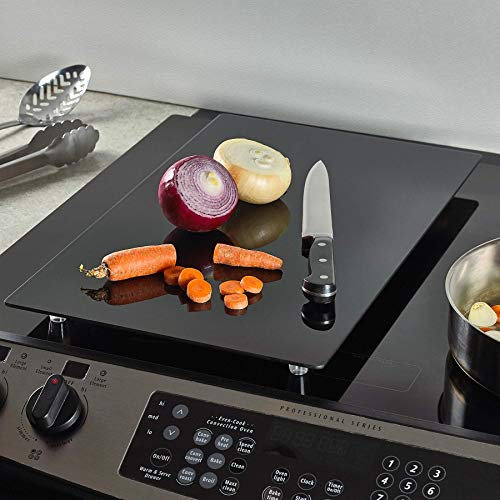 Copertura multiuso per stufa in vetro temperato, 50 x 30 cm, tagliere da banco con gambe – copertura per piano cottura per spendere spazio cucina, colore: nero