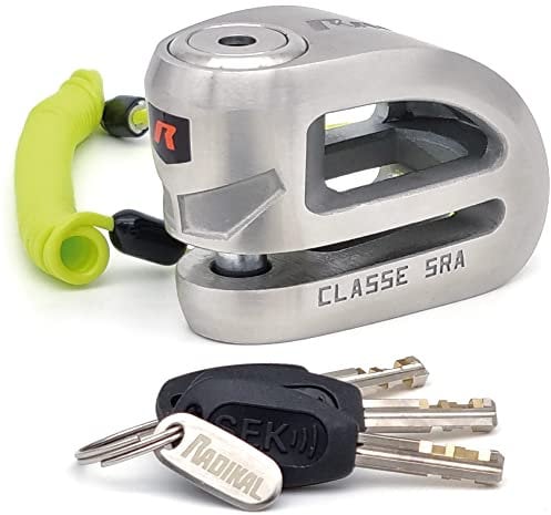 RADIKAL RK310S Blocca Disco per Moto, Sicurezza Premium, Antifurto Moto Omologato SRA, Doppio Bloccaggio Ø10, Acciaio Inossidabile, Esclusivo Design Doppio Ponte, Lucchetto Bloccadisco Scooter