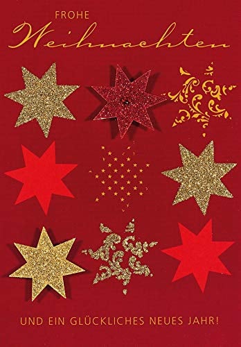 Perleberg festliche Weihnachtskarte mit Umschlag - hochwertige Weihnachtspostkarte mit liebevoll gestaltetem Stern-Motiv - Karte Weihnachten für schöne Weihnachtsgrüße - Grußkarte