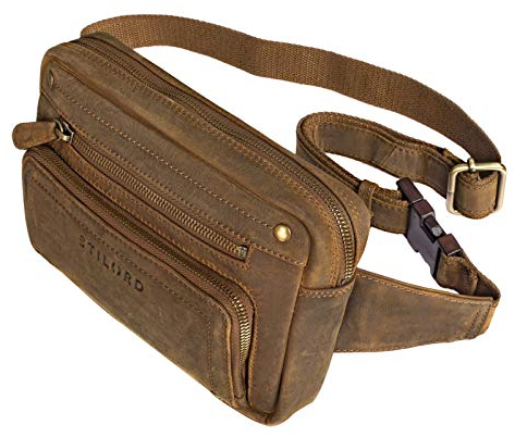 STILORD 'Lou' Gürteltasche Hüfttasche Leder Vintage Bauchtasche für Herren Damen Kinder Cross Body Belt Bag für Jogging Festival Urlaub Handy Echt Leder, Farbe:mittel - braun