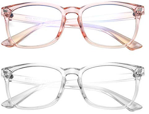Hycredi Lunettes anti-lumière bleue pour enfants, anti-fatigue oculaire et protection UV, lunettes de jeux sur ordinateur, télévision, téléphone pour garçons et filles, Lot de 2 A15 (rose transparent