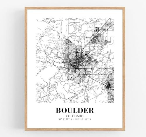 Eleville 28.9x35.6 cm, ungerahmt, Boulder, Colorado, Stadtansicht, abstrakte Straße, moderne Karte, Kunstdruck, Poster, Wand, Büro, Heimdekoration, Heimatstadt, Einweihungsfeier wgn267
