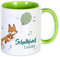 Namenstasse Schulkind Fuchs Luftballon GRÜN | personalisiertes Geschenk zum Schulanfang Mädchen Junge Tasse Schulstart, Namenstasse Kinder, Schultüte Zuckertüte Kleines Geschenk Kleinigkeit