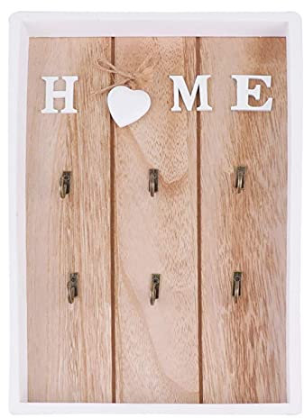 Rangement Clés Maison, Porte-clés Mural Bois, Armoire à Clés Murale, Boîte à Clés Murale Intérieur, Crochets en Bois pour Clés, Rangement pour Clés, Pour Bureau Maison Couloir Entrée, 20*30*2.8 cm