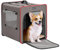 Petsfit Hundebox faltbar, mit 3 cm dicken Plüschmatte, Tragbare Transportbox Hund für mittlere Hunde, geeignet für die Reise,Braun,M 61x46x53.5cm