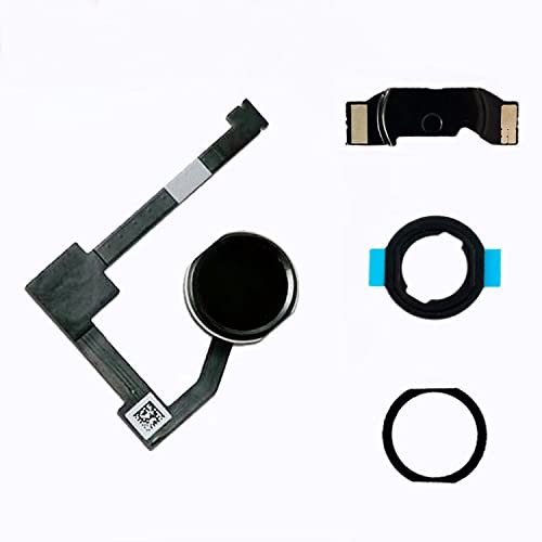 Bouton Home de rechange pour iPad Mini 4 2015 7,9 (A1538 A1550), iPad Air 2 9,7 (A1566 A1567 A1568), iPad Pro 12.9 1ère génération 2015 (A1670 A1671) avec connecteur de câble flexible - Noir