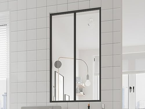 Vente-unique Atelier Glaswand - 60 x 105 cm - Aluminium - Schwarz - Bayview