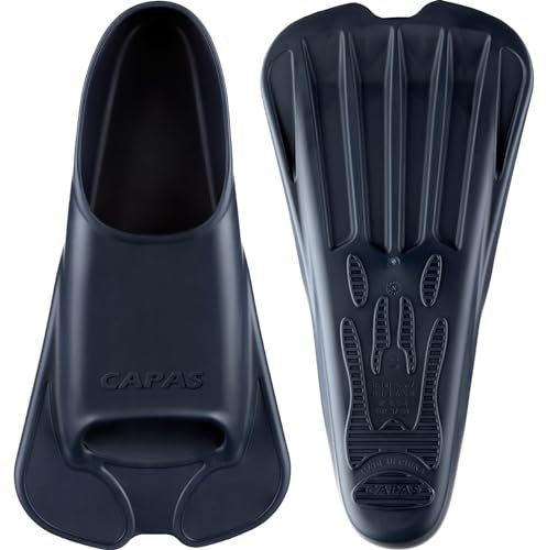 CAPAS Kurze Trainingsflossen für Schwimmen | Komfortable Silikon Schwimmflossen | Kurzflossen | Taucherflossen | Unisex Flossen für Kinder Erwachsene | Kurze Klinge Beinstärke aufbauen (Marineblau, S)
