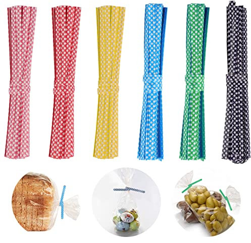 Svalor 600 PCS Dot Twist Ties, Mixed Colour PET Bag Ties, Twist Ties for Sweet Bags Treat Bags Coffee Bags Snacks Cake Pops Party Favors (6 Colours)