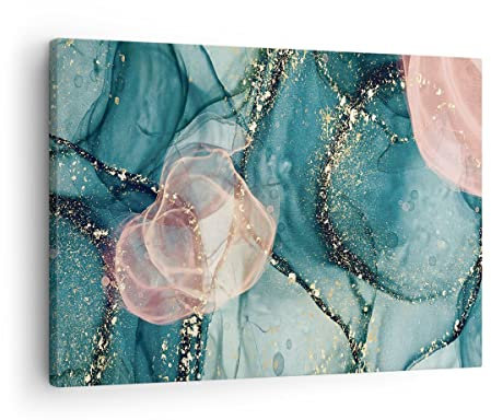 Moderne Impression sur Toile Liquide Or Rose Image Tableau Decoration Murale 70x50cm Deco Cadre Décoration Salon Chambre Cuisine Horizontal Tableaux Decoratifs Muraux Art Wall Decor AA70x50-4817
