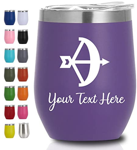 Qingxily Personalised Wine Tumbler Custom Wine Tumbler with Lid Customised Insulated Stainless Steel Wine Cups Engraved with Name 40 Icon Personalised Gifts for Mum Mothers Day Women