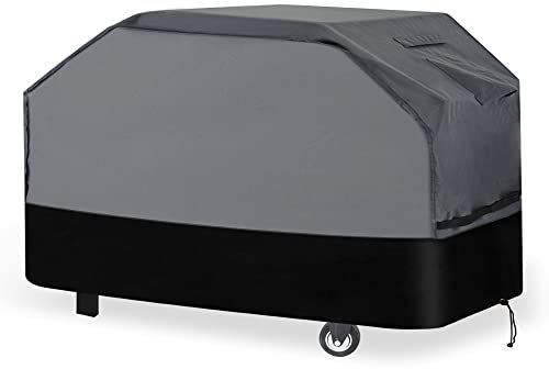 Waykea Heavy Duty Grill Cover 166cm, 600D Oxford Water Resistant UV & Fade Resistant BBQ Cover for Weber Char-Broil Dyna Glo Nexgrill Charcoal Gas Grill (166W x 66D x 115H cm, Gray/Black)