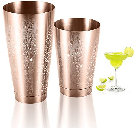 Pro Bar Shaker Boston Shaker,Shaker à Cocktail, Shaker à Martini en Acier Inoxydable Mélangeur de Boissons pour Barman Outils Essentiels Boîtes métalliques lestées Ensemble de Shaker à(Le cuivre)