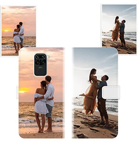 Sunrive Funda Personalizada Compatible con Xiaomi Redmi Note 9, Cuero Protectiva Carcasa Personalizable para tu móvil con Foto Imagen Frase o Texto + Cuerda para móvil Universal