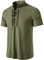 LucMatton Herren-Hemden aus Baumwolle, traditionell, Retro-Stil, zum Schnüren, kurzärmelig, für Mittelalter, Wikinger, Hippie, Armee-grün, L