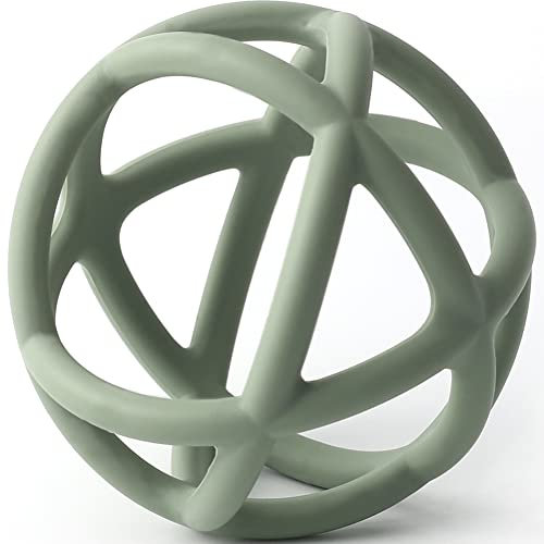 Greifball für Babys, Lebensmittelqualität Silikon Beißring Ball Flexibler Ball Baby Spielzeug, 100% BPA-frei (Sage)