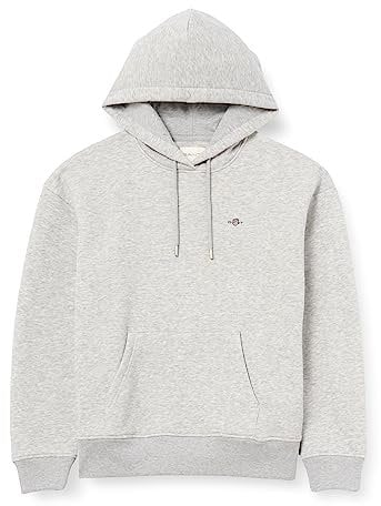 Gant Damen Rel Shield Hoodie Kapuzenpullover, Light Grey Melange, XL EU