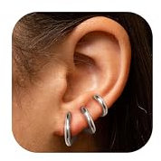 Diamday Kleine Creolen Ohrringe für Herren Damen - Chirurgenstahl Scharnierte Huggie Hoop Knorpel Helix Piercing Lappen Zweite Loch Schläfer