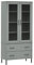 vidaXL Bücherschrank mit Metallbeinen Vitrine Vitrinenschrank Holzschrank Beistellschrank Hochschrank Schrank Wohnzimmer Grau 85x35x172,5cm Massivholz