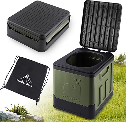 Diealles Shine Baño Portatil, Inodoro Portatil para Acampar, Plegable Baño Seco Camper para Camping Senderismo Viajar, Verde