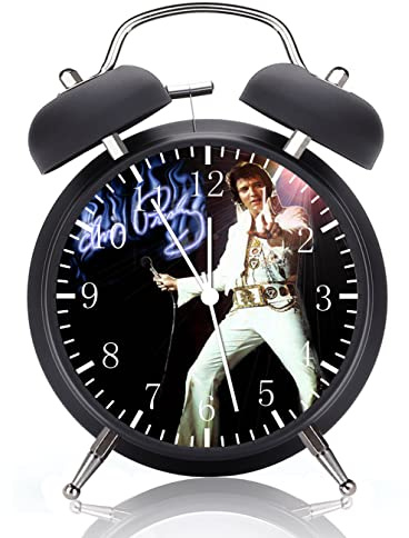 Twin Bell Elvis Wecker Schreibtischuhr mit Nachtlicht ganz geräuschlos nicht tickend 10,2 cm Glasscheibe - tolle Dekoration für Zuhause oder Büro - beste Geschenkidee für Geburtstag oder Feiertage G25
