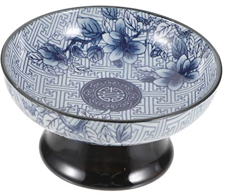 OSALADI Pedestal De Cerámica Frutero Porcelana Azul Y Blanca con Patas De Aperitivo De Mesa Decorativo Cuenco Contenedor De Dulces para Mesa Encimera Soporte De Frutas Y