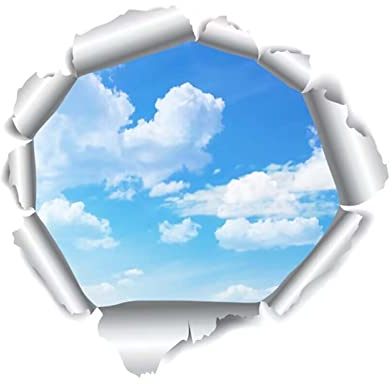 Wzxhew # 3D Gebrochene Wand Himmel Wolke Kreative Deko Aufkleber Wohnzimmer Schlafzimmer Deko Wandaufkleber (Hellblau, Einheitsgröße)