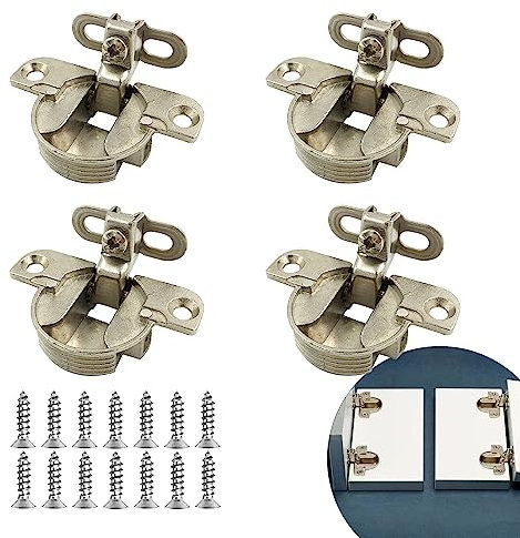 4 PCS Adjustable Cabinet Door Hinges,97 Degree Turning Axis Soft Close Cupboard Wardrobe Doors Hinges,Concealed Hinge for Kitchen Bathroom Window Wardrobe Bookcase
