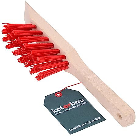 KOTARBAU® Brosse de tondeuse à gazon, 30 cm, efficace pour le nettoyage, avec grattoir et poignée en bois, poils en nylon robustes, idéale pour tondeuse à gazon