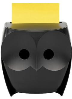 Post-it OWL-330-BK Eulen-Notizspender, inklusive 1 Block Post-it 7,6 x 7,6 cm, super klebriger Spender, Pop-Up-Notizen, 45 Blatt