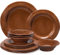LEHAHA Brown Dishes Melamin-Geschirr-Sets, 12-teiliges Teller- und Schüssel-Set für 4, unzerbrechliche Outdoor-Geschirr-Sets für Picknick, Camping und unterhaltsame Geschirr-Set für 4 Personen