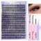 JIMIRE DIY Eyelash Extension Kit 320Pcs Individual Eyelashes Kit with Bond and Remover Lash Glue and Lash Applicator 40D 9-16mm D Curl Lash Clusters Kit Wispy Lash Extension Kit DIY at Home