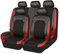 MINIKS Set Completo di Coprisedili in Pelle per Fiat Grande Punto (2006-2012), Set Copri-Sedile Auto Traspirante Protezioni Sedili Impermeabile Accessori Auto Interno,A/BLACK-RED