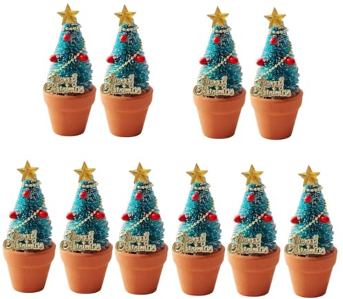 TOPBATHY 10 STK Puppenhaus-Weihnachtsbaum Mini-weihnachtsbäume Tisch-Weihnachtsbaum Künstliche Zimmerpflanze Im Topf Kleiner Weihnachtsbaum Bäume Pflanzen Harz Haushalt Mikroszene