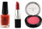 (Combo Of 3) - Cranberry Lipstick + Cherry Blusher + Ruby Red Henna Infused Nail Polish Halal And Vegan Makeup Christmas Party Bag Filler Long Lasting Luxury Shiny Nail Polish