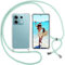 ISOI Funda con Cuerda para Xiaomi Redmi Note 13 Pro 5G, Carcasa Transparente TPU Suave Silicona Case con Correa Colgante Ajustable Collar Correa de Cuello Cadena Cordón, Verde