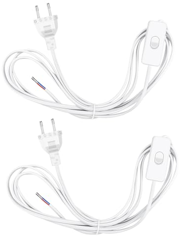 VIEVRE 2 Stücke Kabel mit Schalter 3m,Lampenkabel mit Schalter,Kabel mit Schalter und Stecker,Kabel mit Stecker und Schalter,Schalter mit Kabel 2 x 0,75 mm²,Anschlusskabel mit Stecker und Schalter