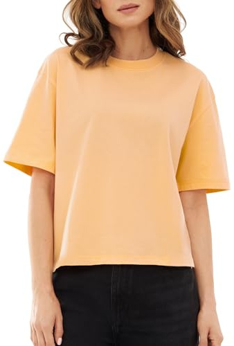 Johnny Urban Cropped Shirt Damen und Herren Peach - Zoey - Kurzes Top aus Baumwolle - Crop Shirt Kurzarm - Basic Tshirt für Sommer