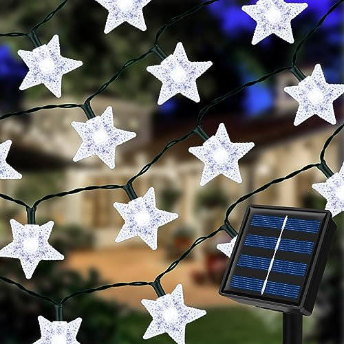 Ninonly Solar Lichterkette Aussen, 7m 50 LED Sterne Gartendeko für Draußen, 8 Modi Solarlichterkette Außen Wetterfest, Solarlampen Deko für Weihnachten Hochzeit Balkon