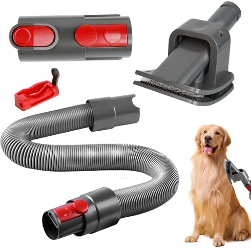 JOLIGAEA Hundebürsten Staubsauger Aufsätze Fell Set, Hundebürste Staubsauger, Tierhaarbürste, mit Verlängerungsschlauch und Adapter, Wischaufsatz für Dyson Staubsaugermodellen V15 V12 V11 V10 V8 V7