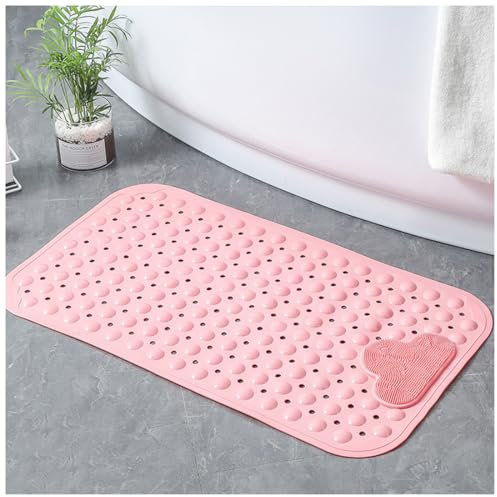 Moulaelos Tapis de douche antidérapant 70 x 40 cm Tapis de bain antidérapant avec ventouses Tapis de douche confortable Massage Tapis antidérapant Douche Lavable en machine Rose