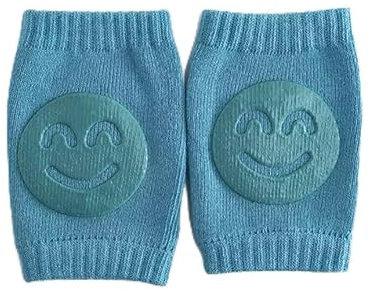 Genérico Rodilleras para gatear ajustable, 0-24 meses, 1 Unidad, algodón unisex con protector antideslizante de goma con cara sonriente, ayuda para gatear antideslizante para bebés, (1, Verde)