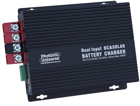60A 12V DC to 12V DC advanced automatic multi-stage battery-to-battery charger with 30A MPPT solar input for Lead Acid and Lithium batteries