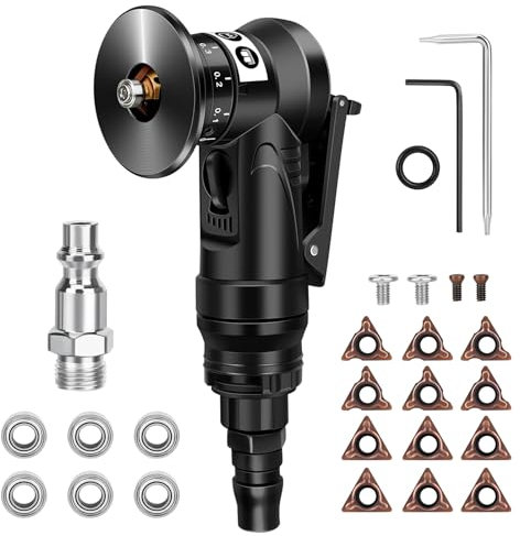 Mini Pneumatische Anfasmaschine,2-in-1 Handheld Pneumatische Anfasmaschine 30000 U/min 45° Mini Luftfasenwerkzeug Pneumatisches Anfaswerkzeug mit 1/4 Zoll Lufteinlass für Trimmen Fase Entgraten